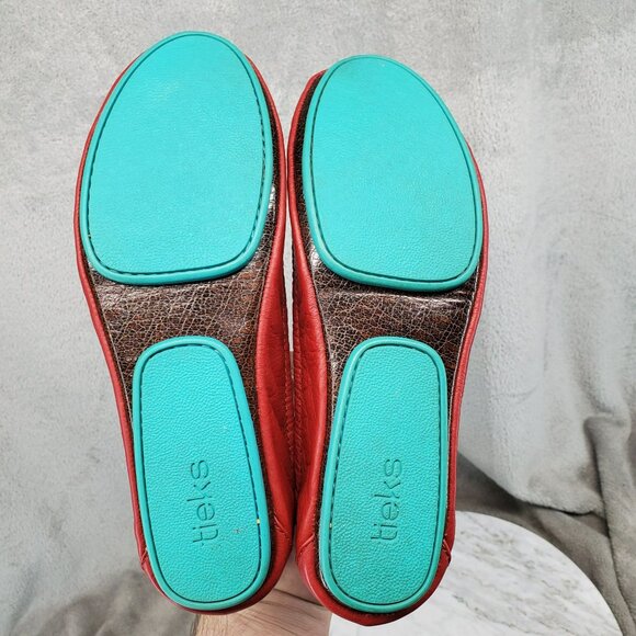 Tieks Shoes Womens 6 Red Leather Foldable Ballet Flats *Read* - Picture 3 of 8